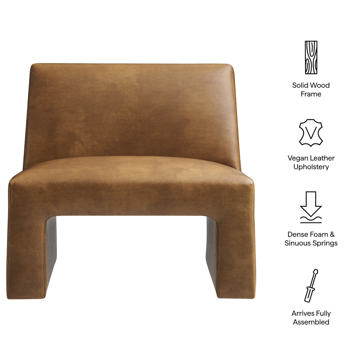 Amita Vegan Leather Armless Accent Chair - Canyon