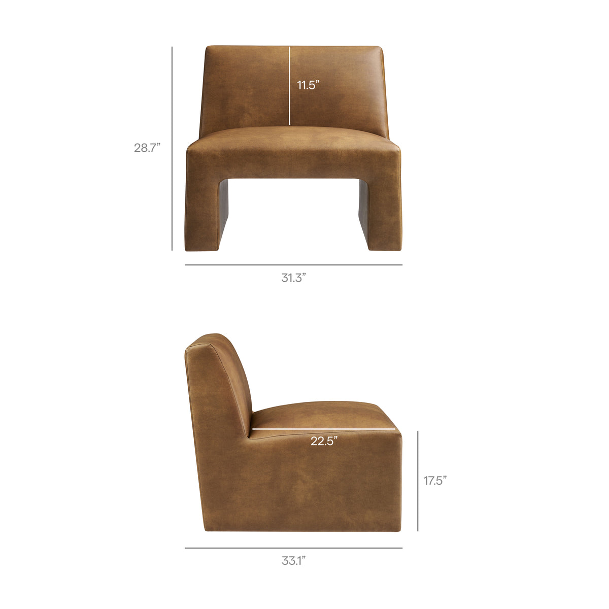 Amita Vegan Leather Armless Accent Chair - Canyon