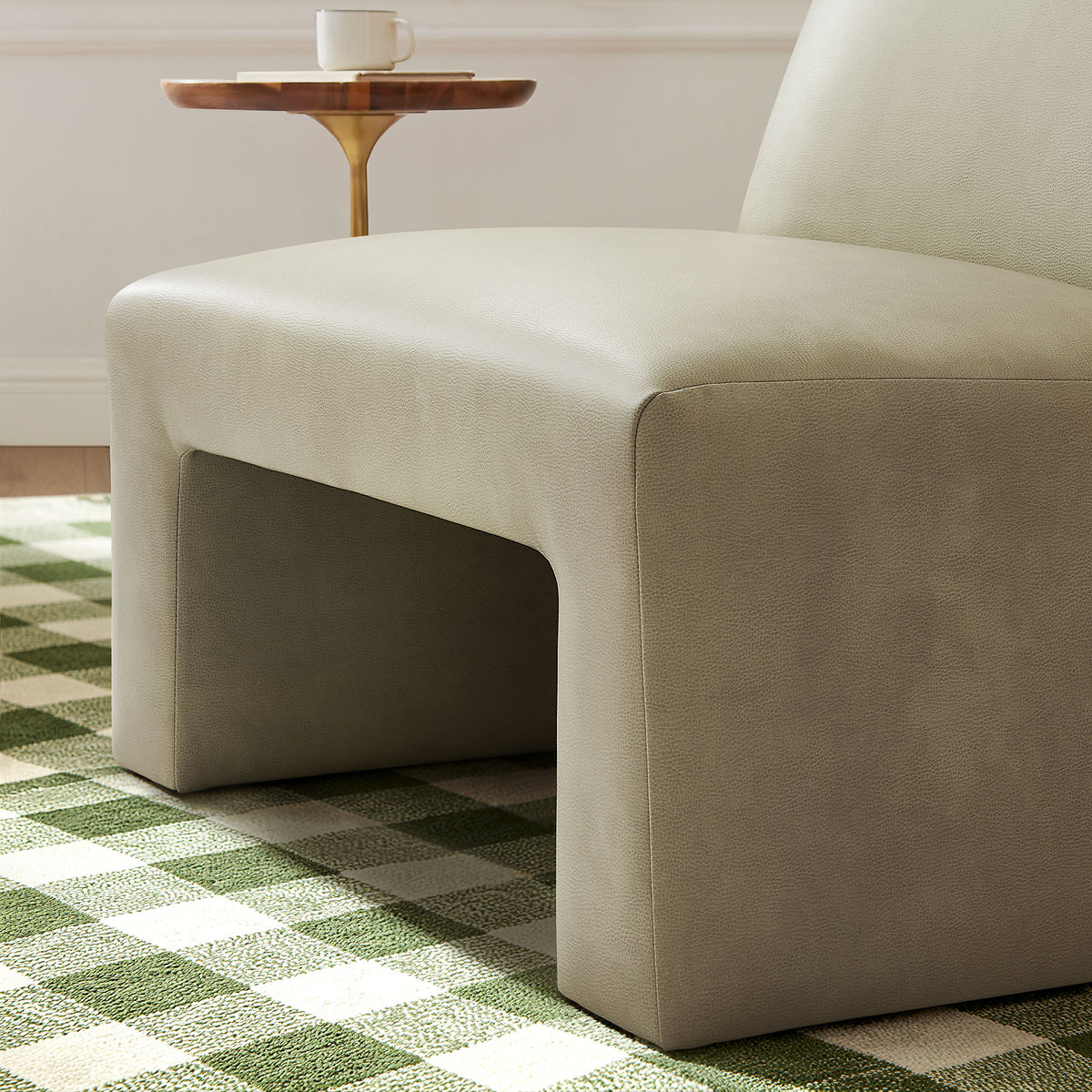 Amita Vegan Leather Armless Accent Chair - Mineral