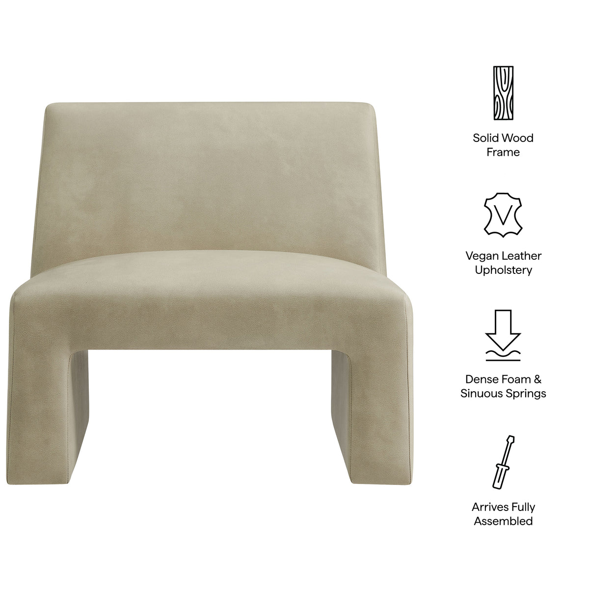 Amita Vegan Leather Armless Accent Chair - Mineral