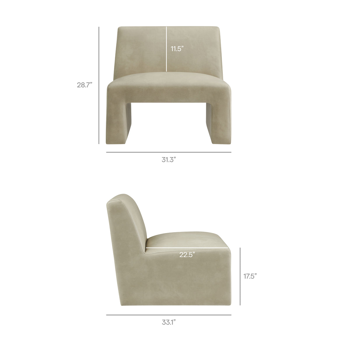 Amita Vegan Leather Armless Accent Chair - Mineral