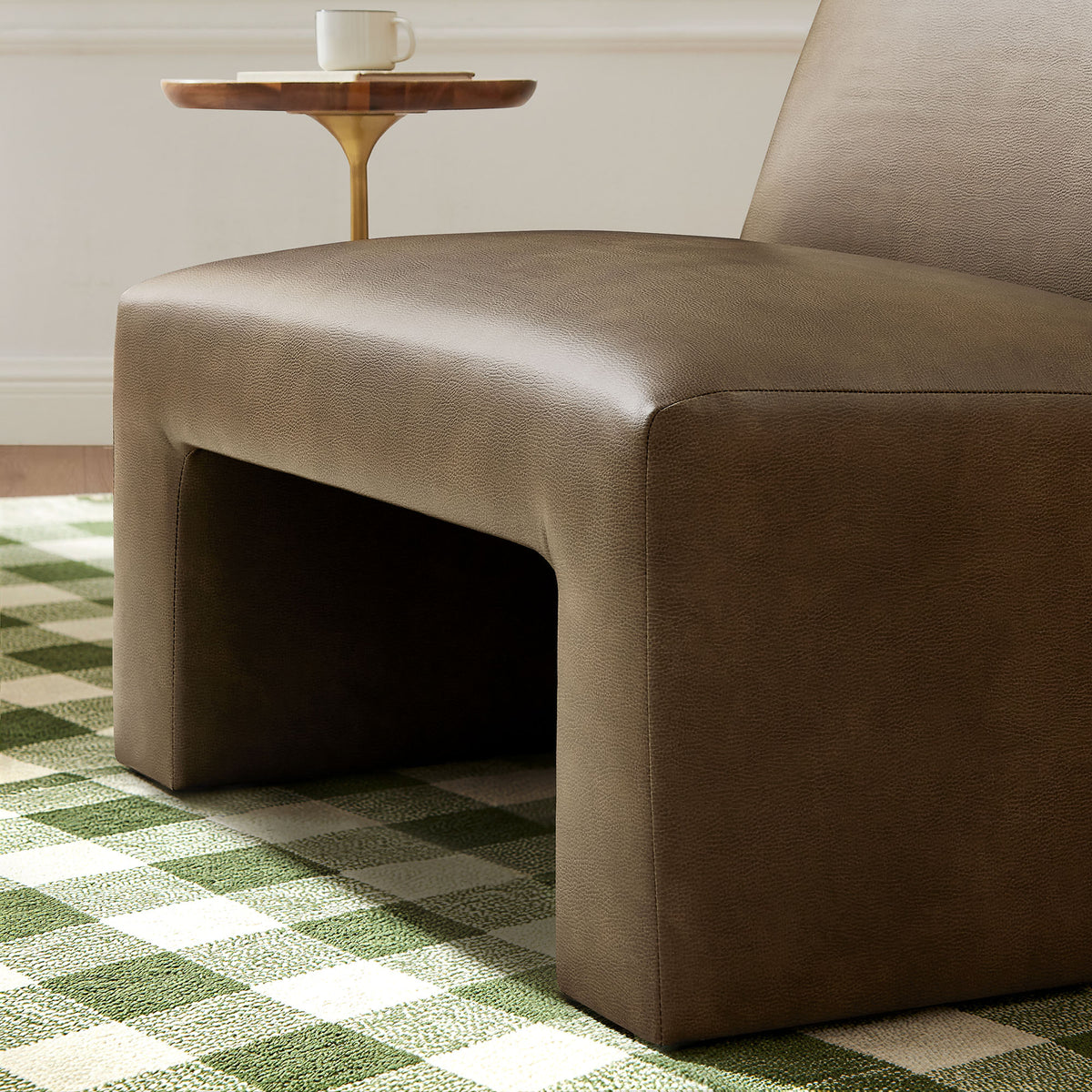 Amita Vegan Leather Armless Accent Chair - Mushroom