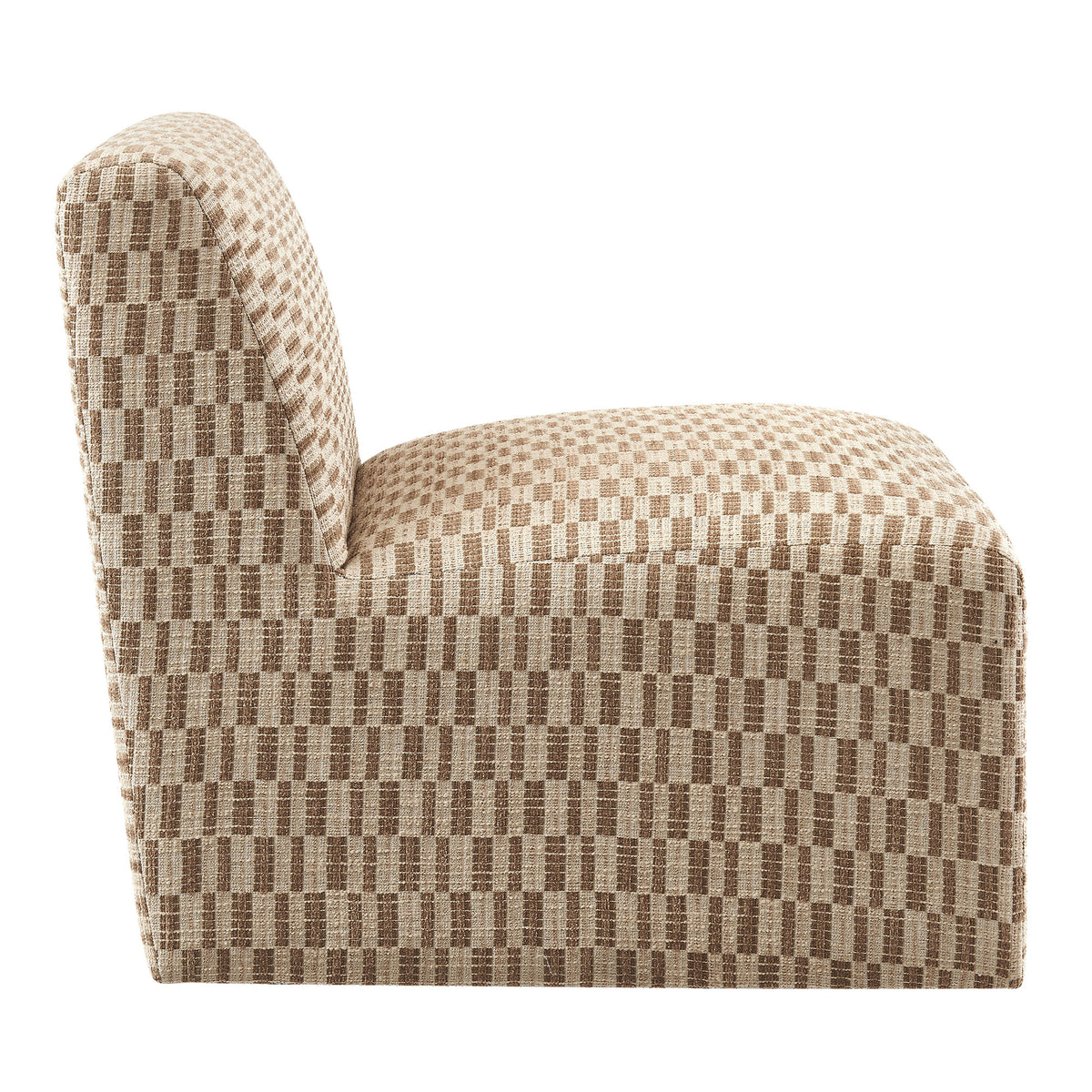 Amita Checked Woven Fabric Armless Accent Chair - Mineral