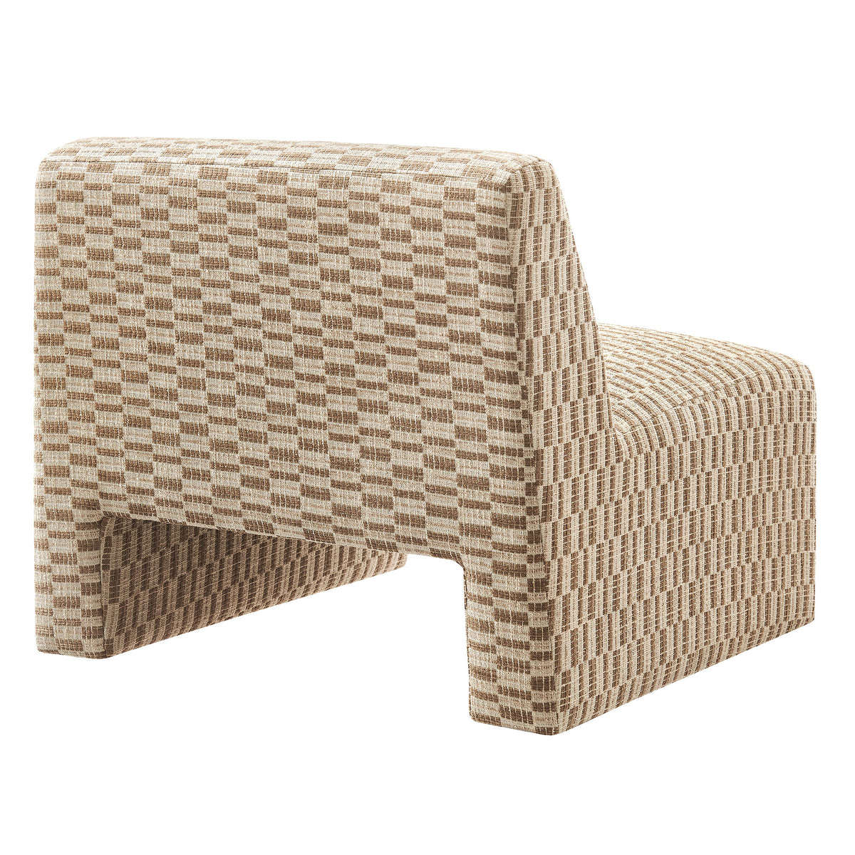 Amita Checked Woven Fabric Armless Accent Chair - Mineral