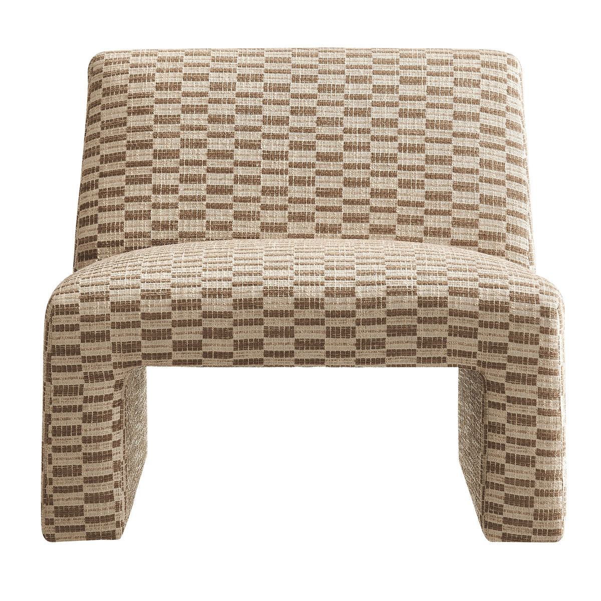 Amita Checked Woven Fabric Armless Accent Chair - Mineral