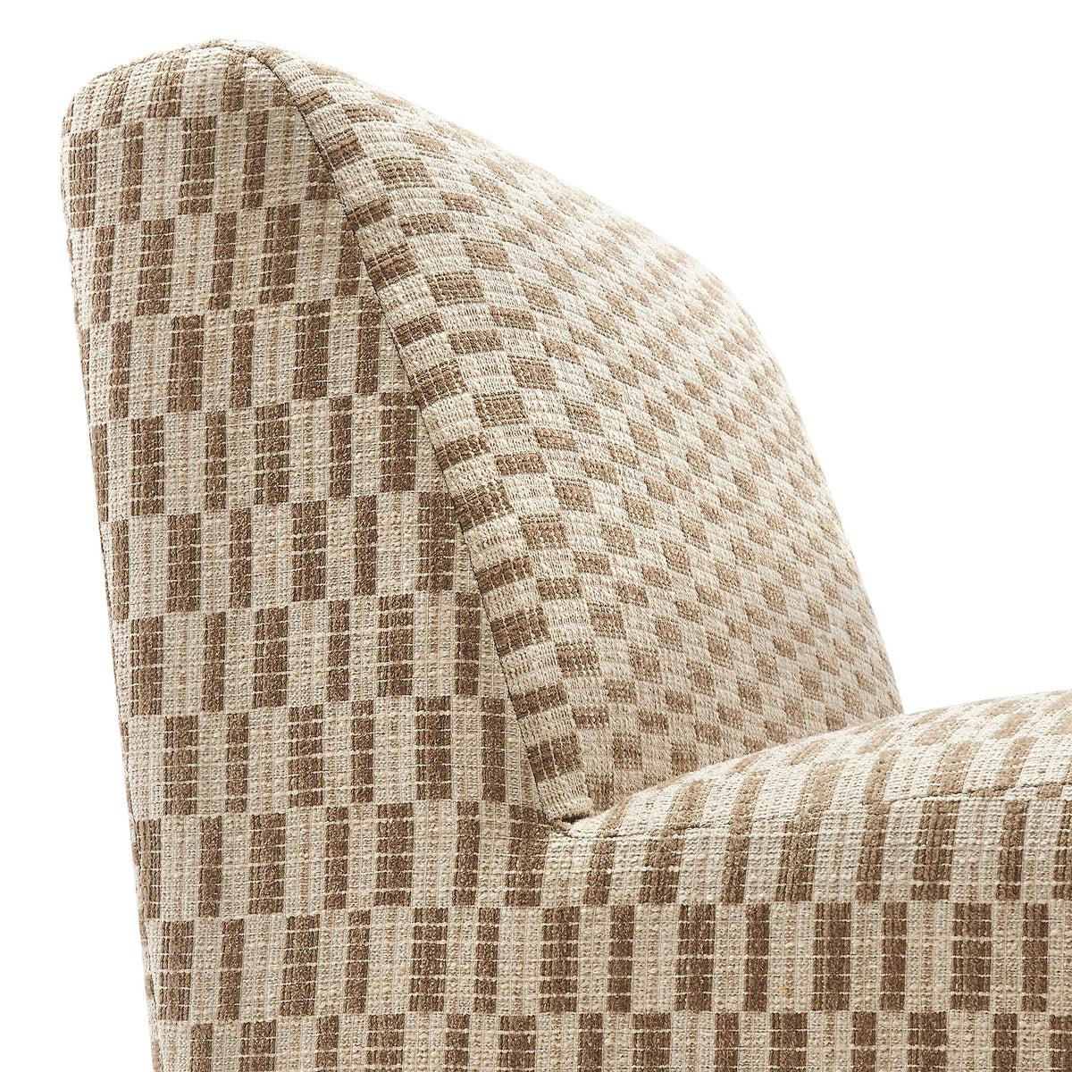 Amita Checked Woven Fabric Armless Accent Chair - Mineral