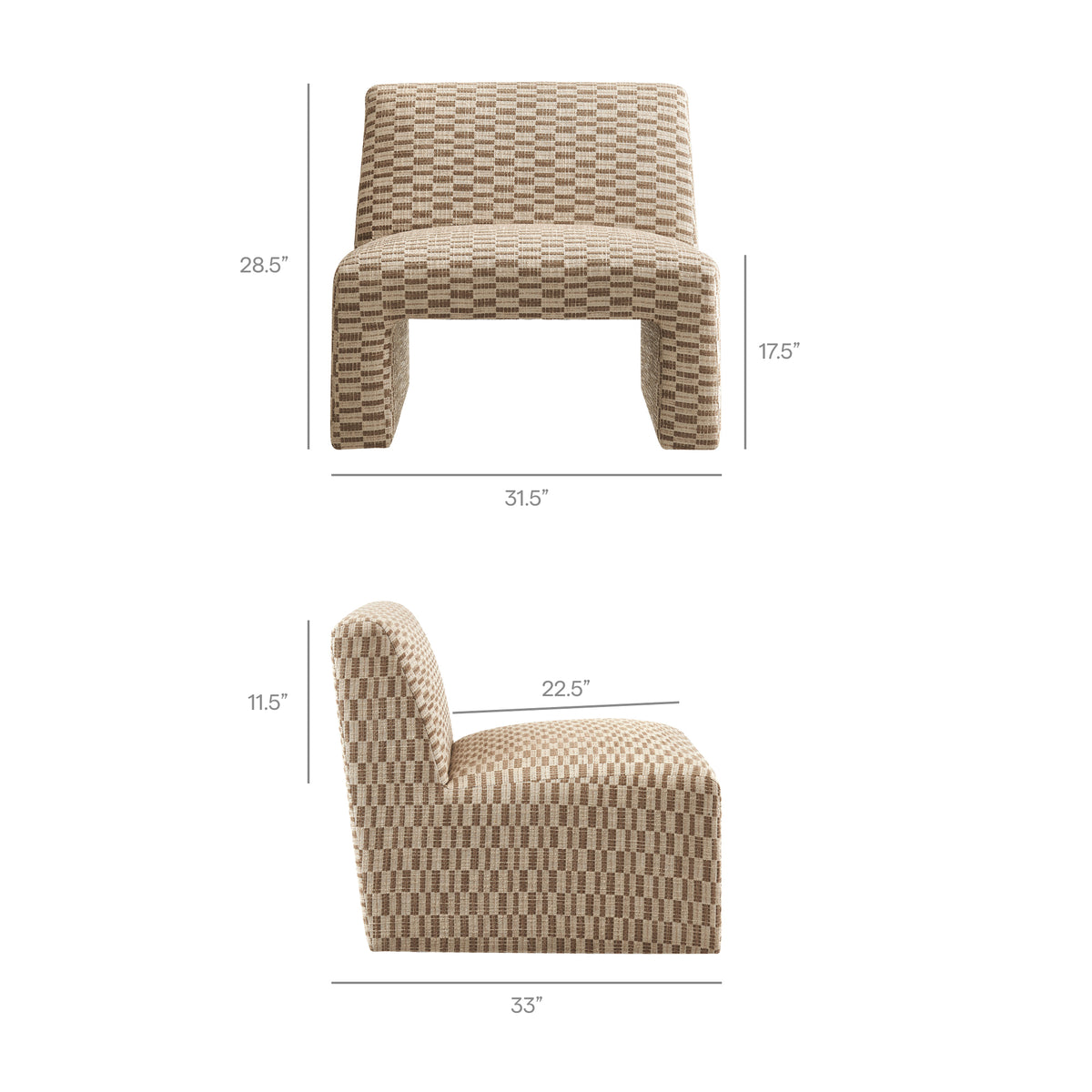 Amita Checked Woven Fabric Armless Accent Chair - Mineral
