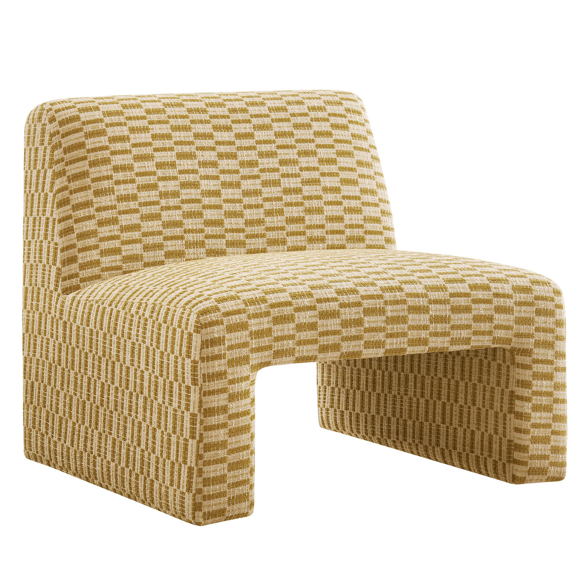 Amita Checked Woven Fabric Armless Accent Chair - Sunrise