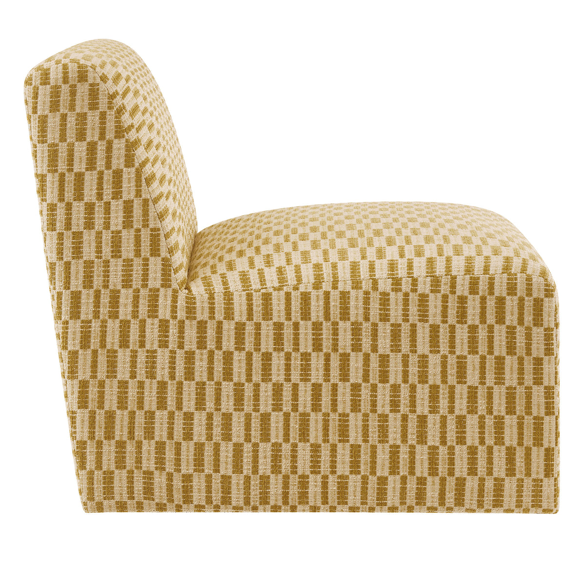 Amita Checked Woven Fabric Armless Accent Chair - Sunrise