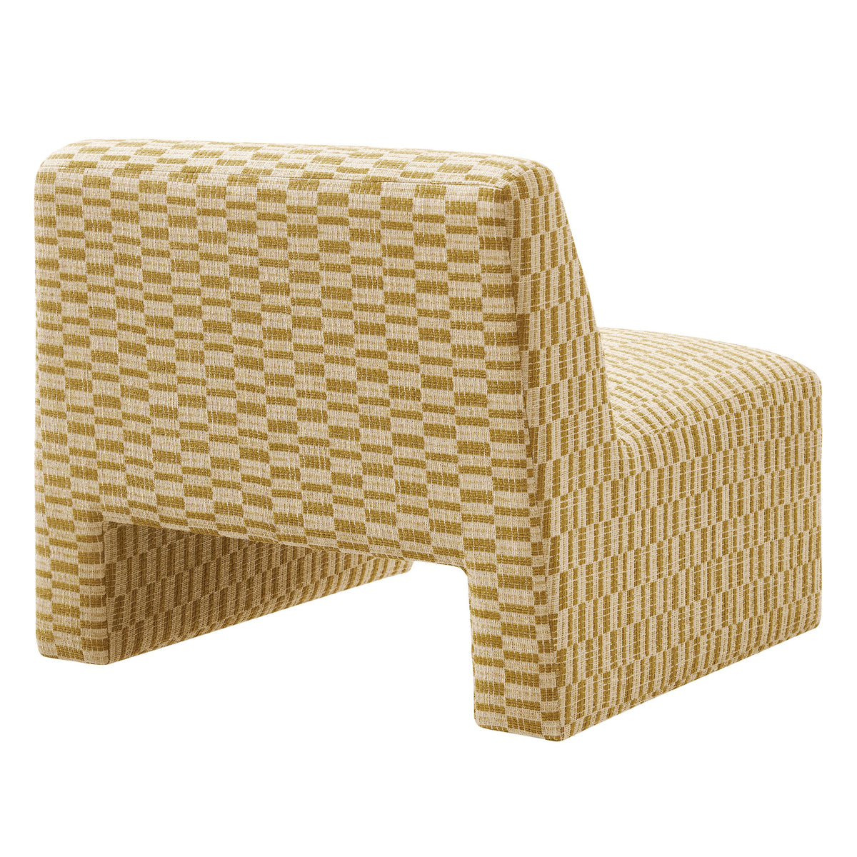 Amita Checked Woven Fabric Armless Accent Chair - Sunrise