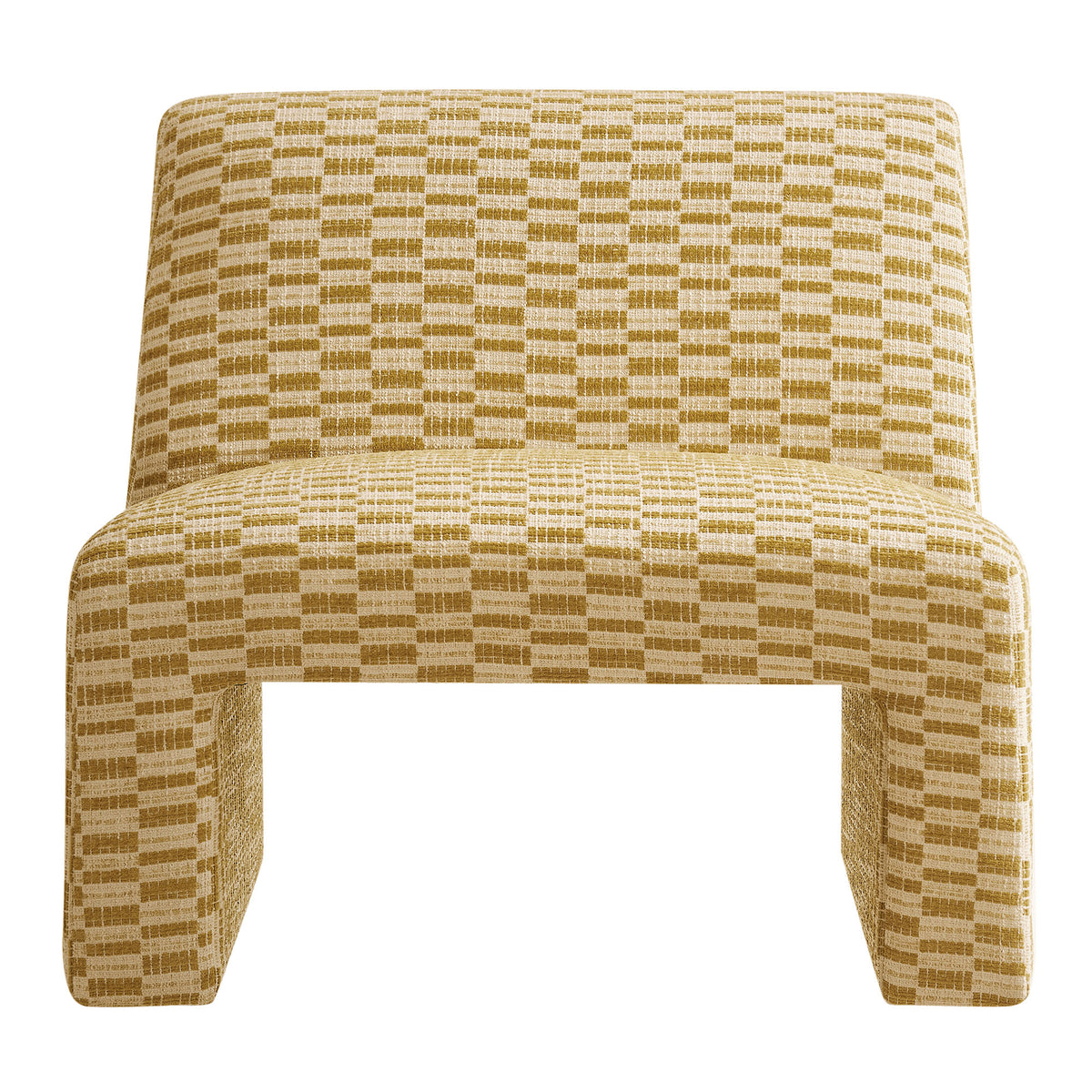 Amita Checked Woven Fabric Armless Accent Chair - Sunrise