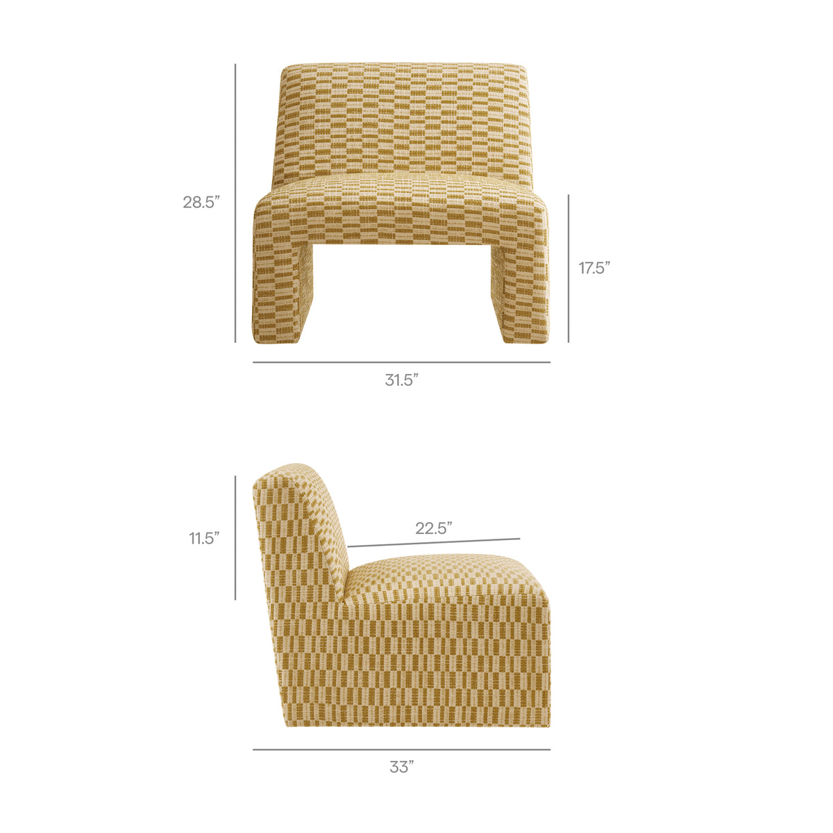 Amita Checked Woven Fabric Armless Accent Chair - Sunrise