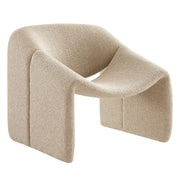 Vivi Looped Textural Fabric Curved Arm Accent Chair - Linen