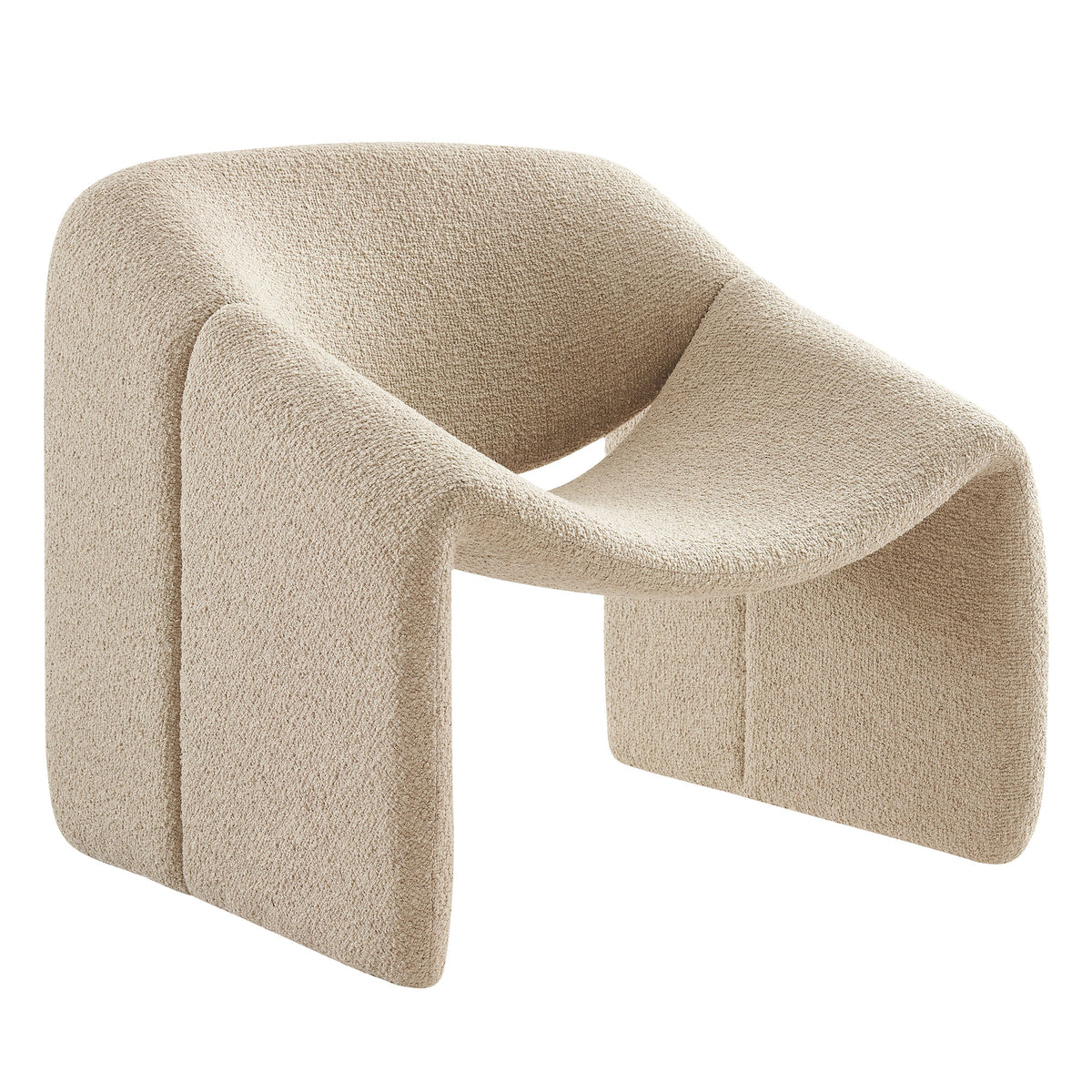 Vivi Looped Textural Fabric Curved Arm Accent Chair - Linen