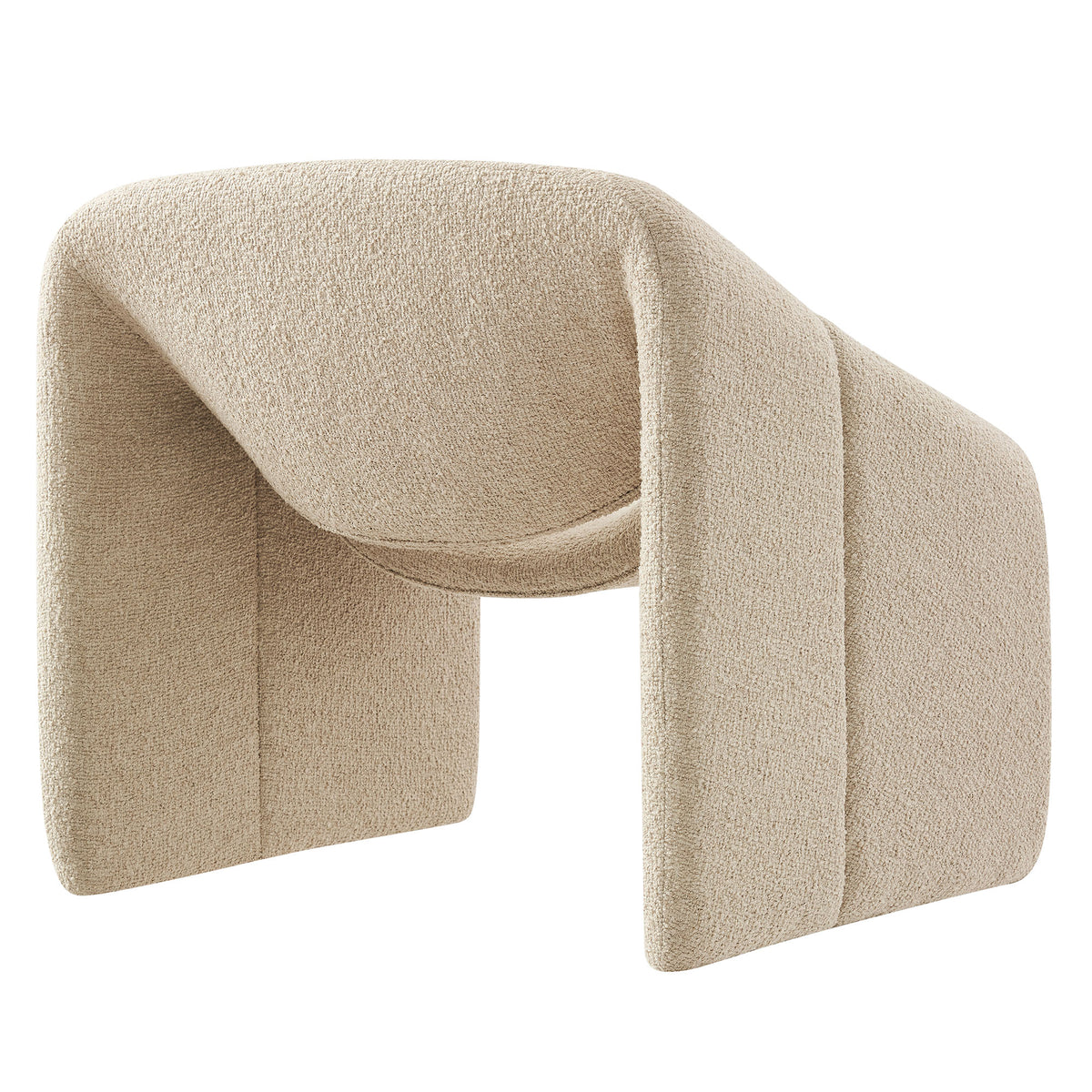 Vivi Looped Textural Fabric Curved Arm Accent Chair - Linen