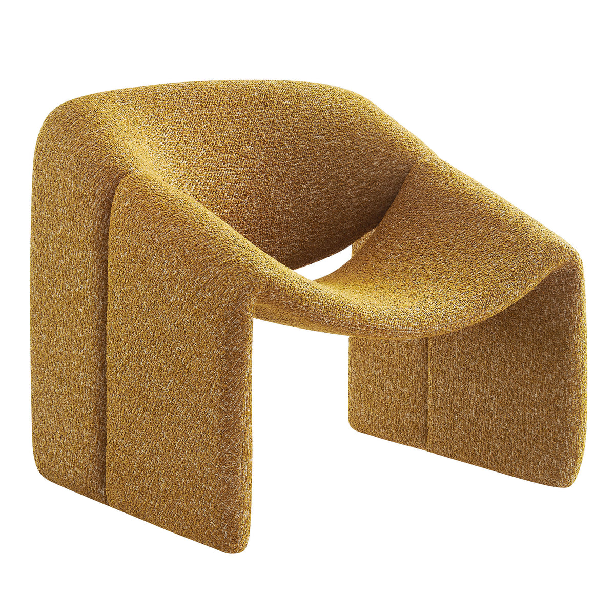 Vivi Looped Textural Fabric Curved Arm Accent Chair - Mustard