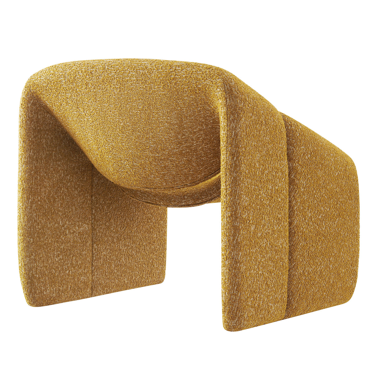 Vivi Looped Textural Fabric Curved Arm Accent Chair - Mustard