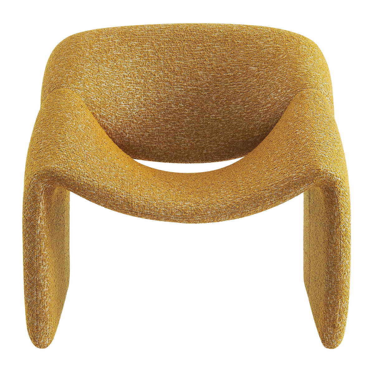 Vivi Looped Textural Fabric Curved Arm Accent Chair - Mustard