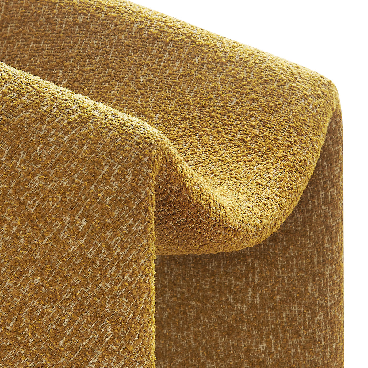 Vivi Looped Textural Fabric Curved Arm Accent Chair - Mustard