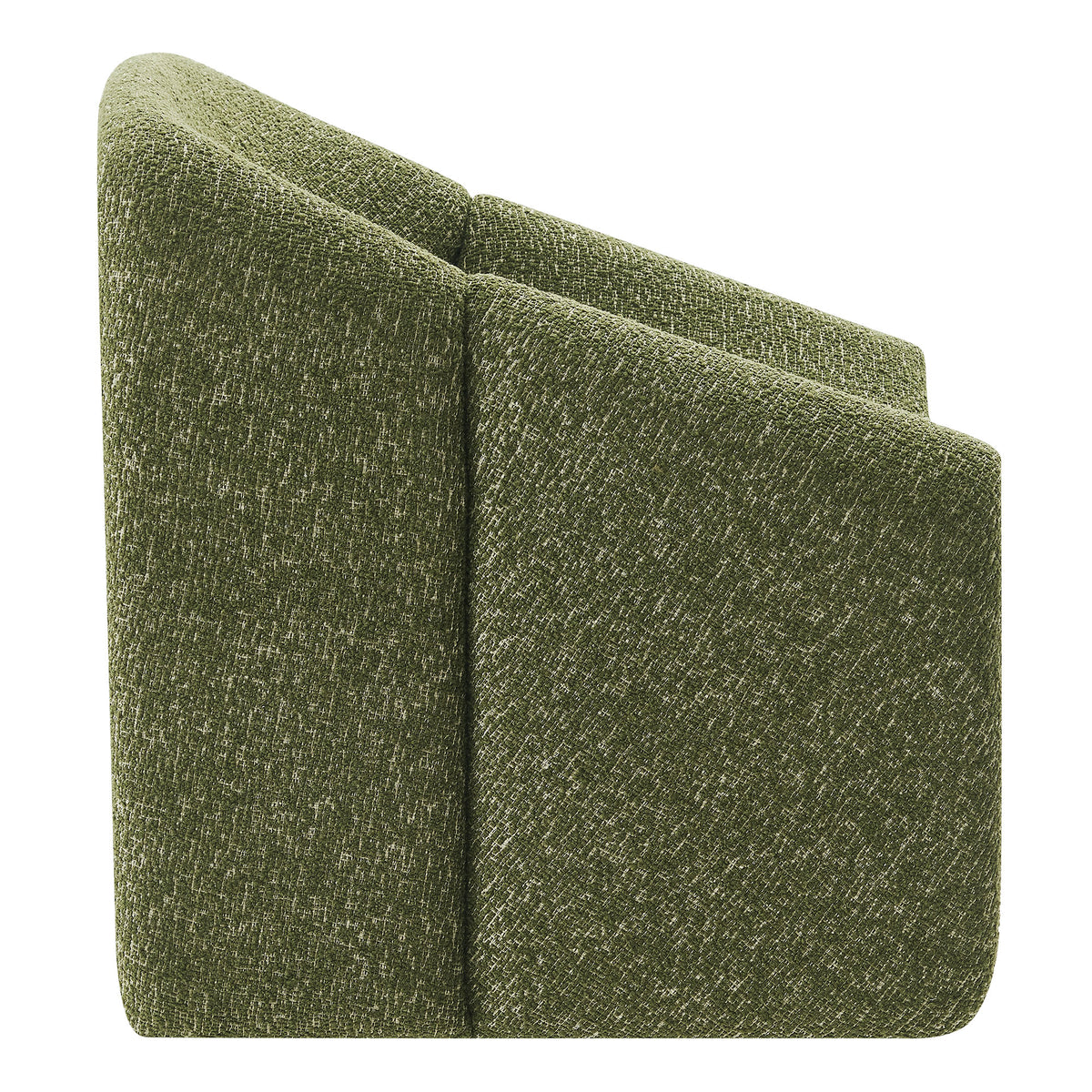 Vivi Looped Textural Fabric Curved Arm Accent Chair - Olive