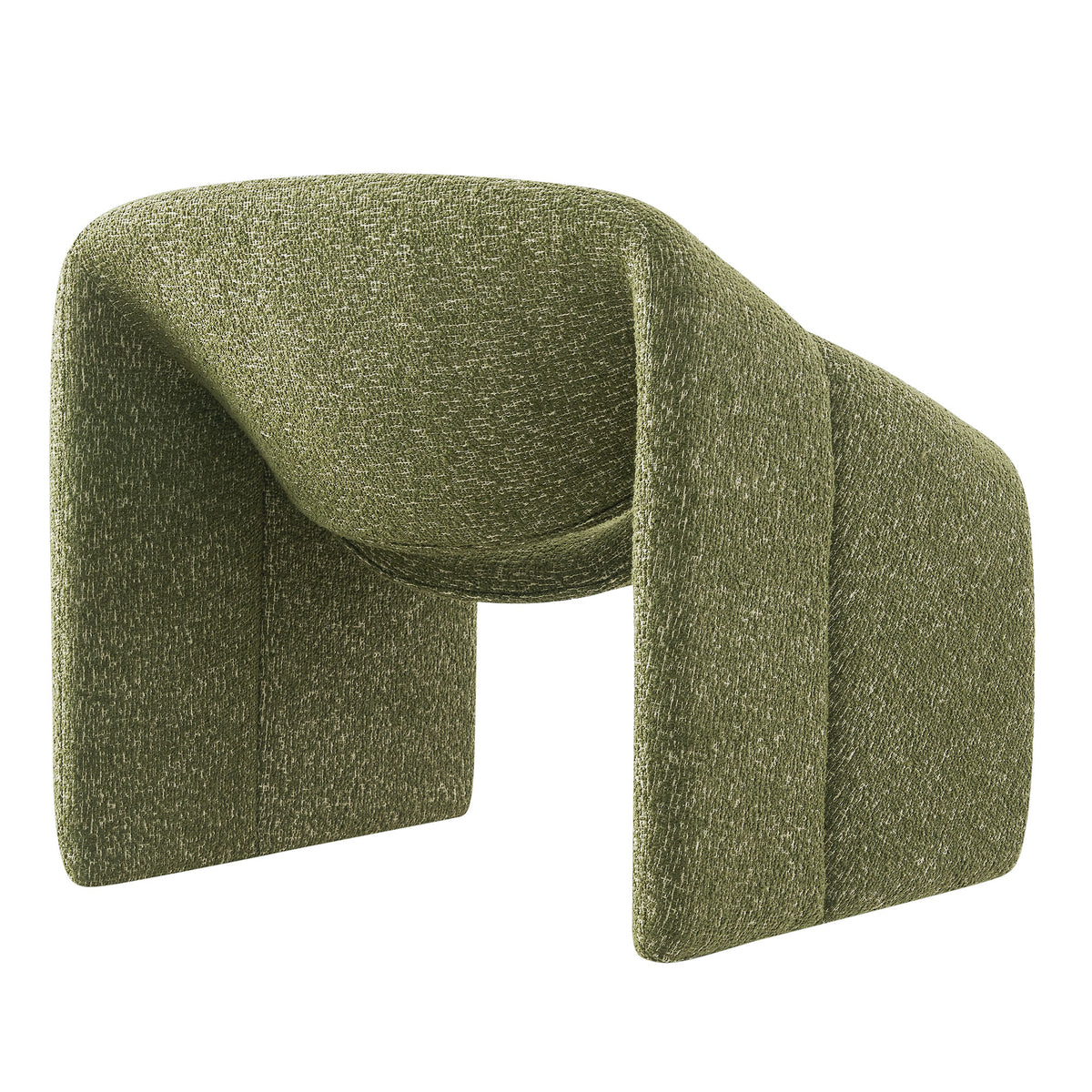 Vivi Looped Textural Fabric Curved Arm Accent Chair - Olive