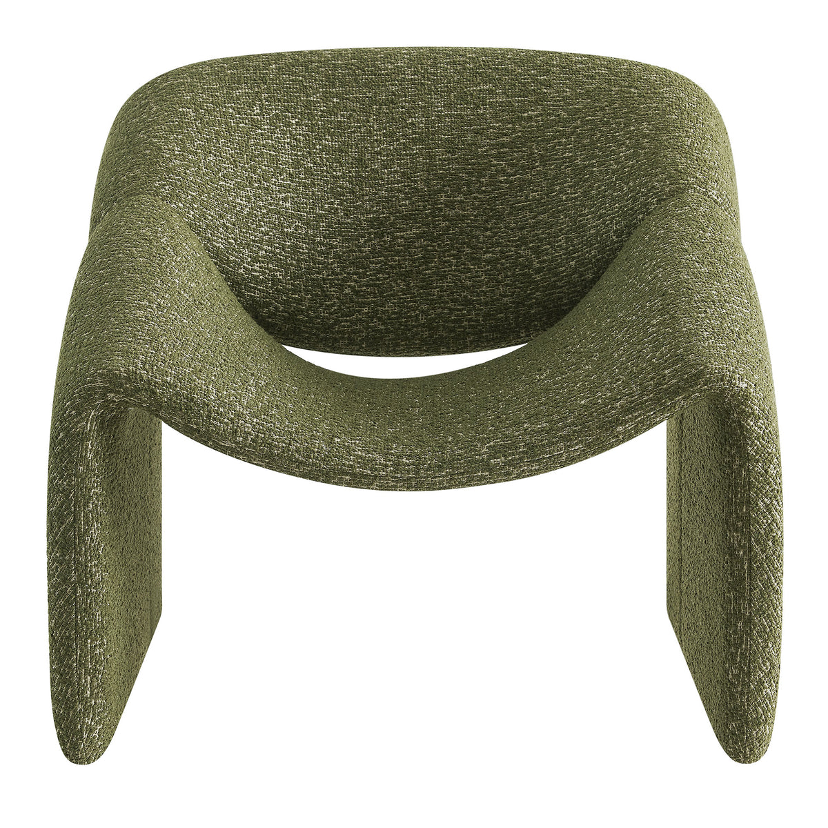 Vivi Looped Textural Fabric Curved Arm Accent Chair - Olive