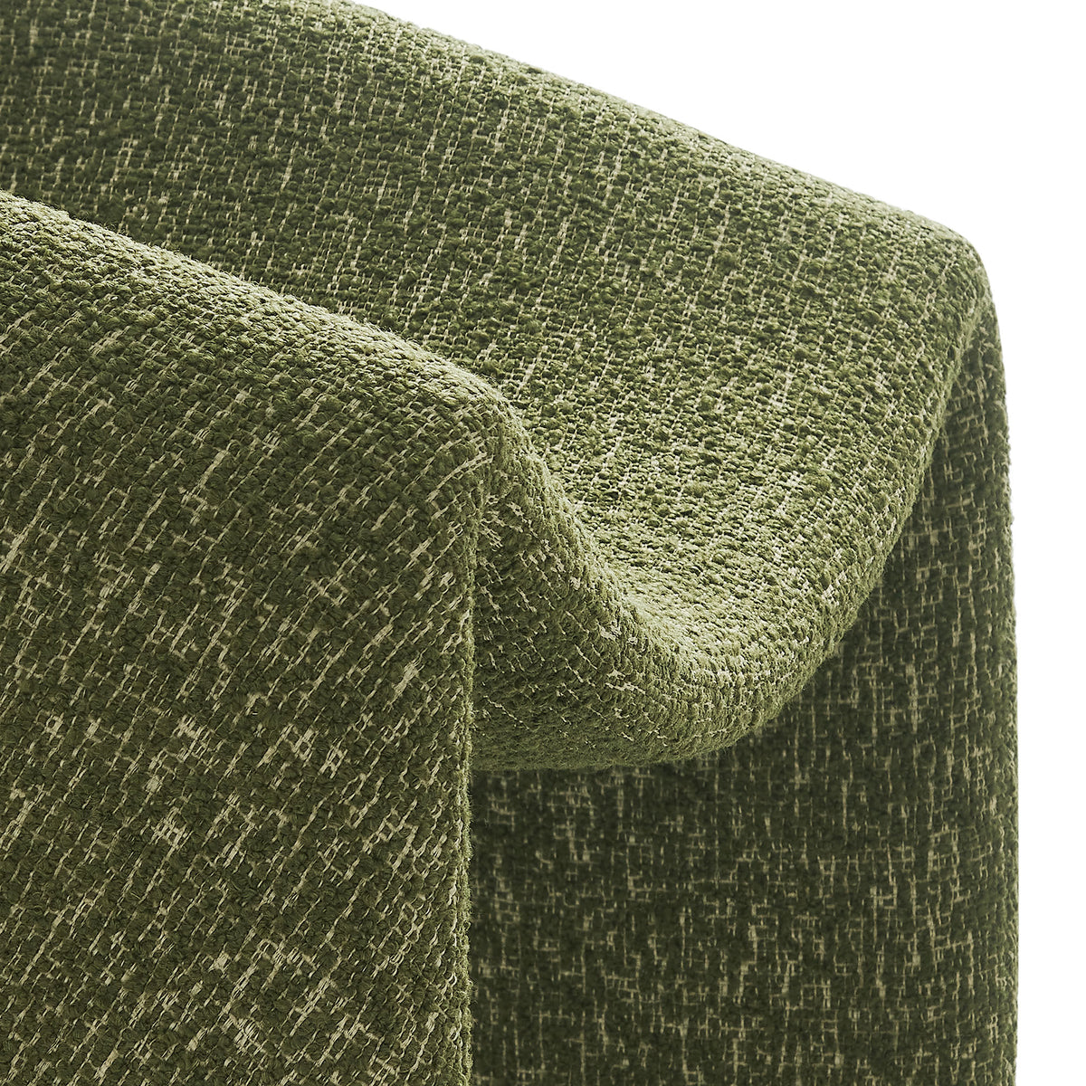 Vivi Looped Textural Fabric Curved Arm Accent Chair - Olive
