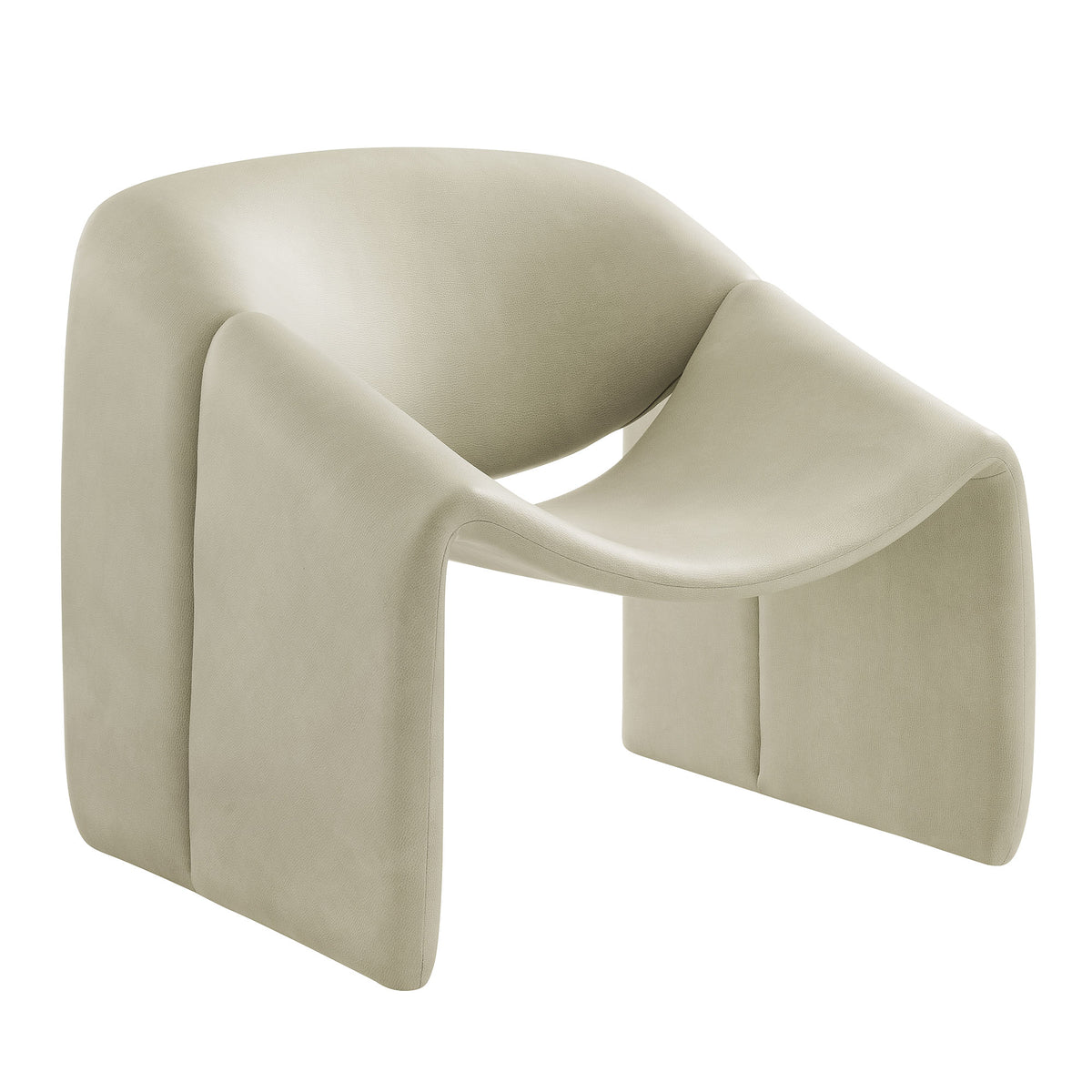Vivi Vegan Leather Curved Arm Accent Chair - Mineral