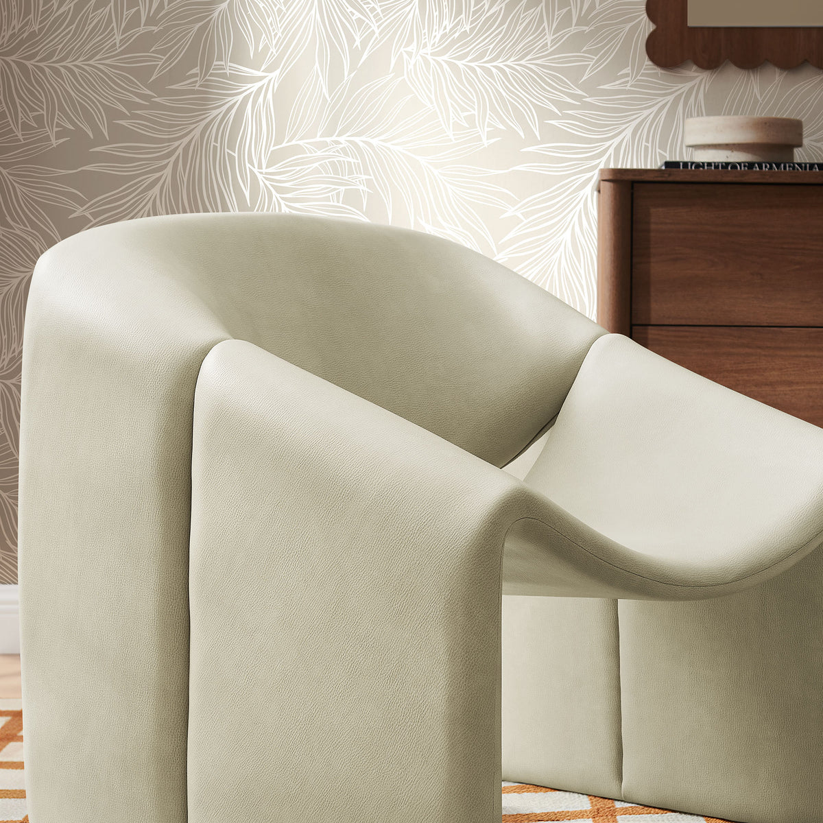 Vivi Vegan Leather Curved Arm Accent Chair - Mineral