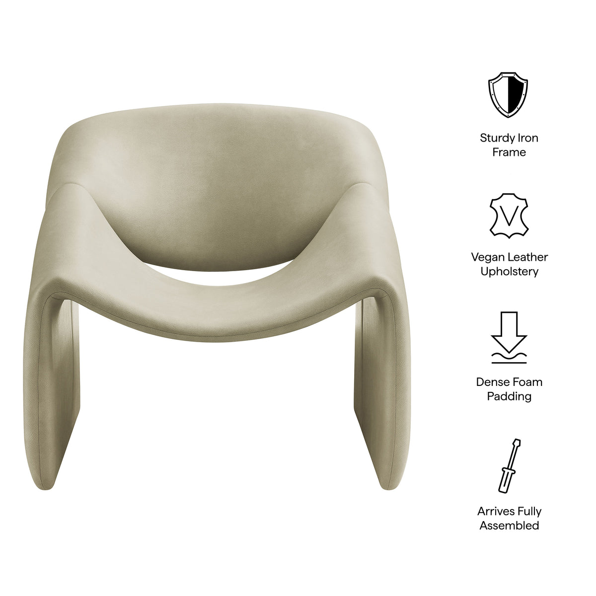 Vivi Vegan Leather Curved Arm Accent Chair - Mineral