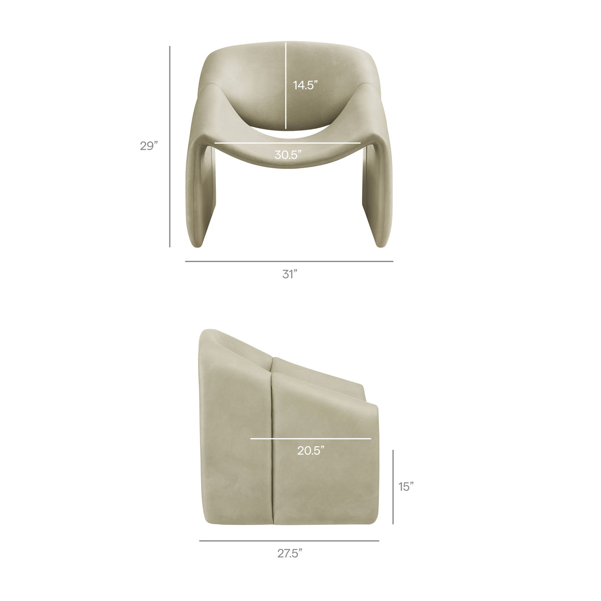 Vivi Vegan Leather Curved Arm Accent Chair - Mineral