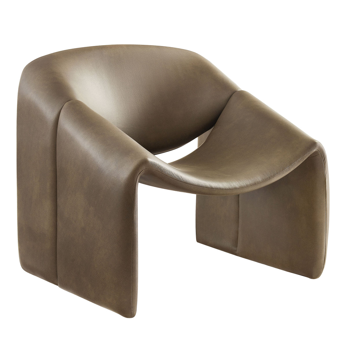 Vivi Vegan Leather Curved Arm Accent Chair - Mushroom