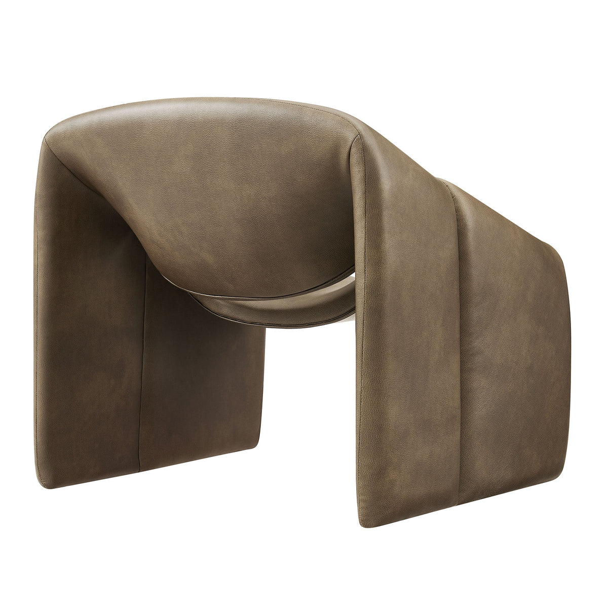 Vivi Vegan Leather Curved Arm Accent Chair - Mushroom