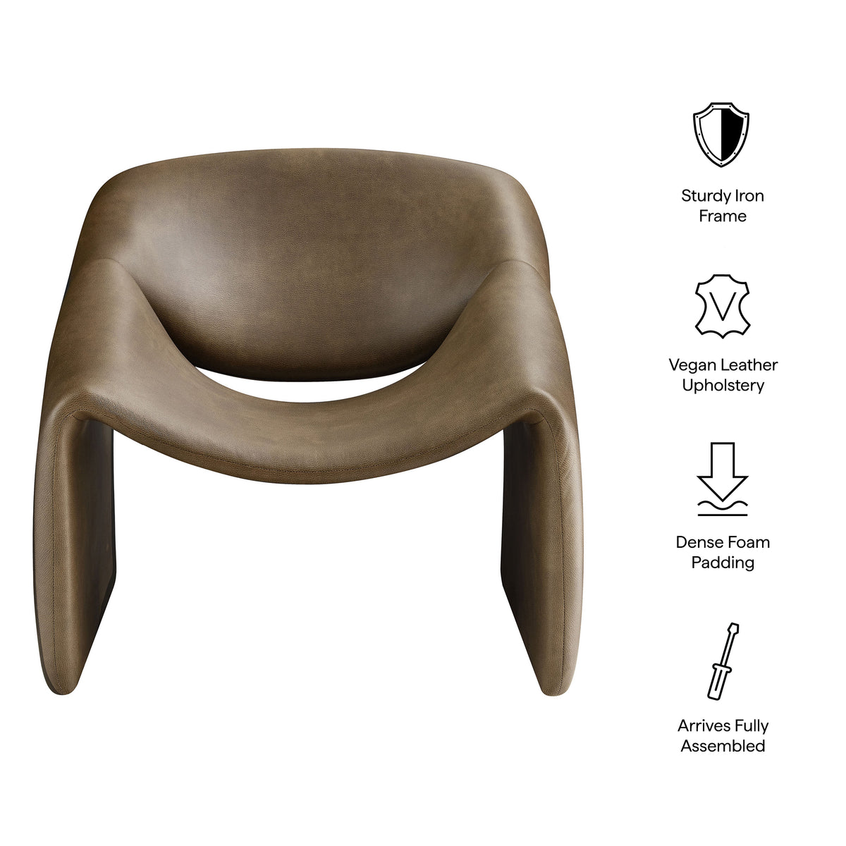 Vivi Vegan Leather Curved Arm Accent Chair - Mushroom