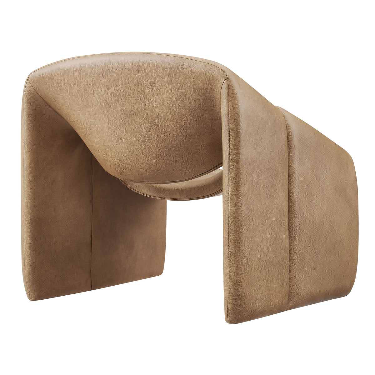 Vivi Vegan Leather Curved Arm Accent Chair - Toast