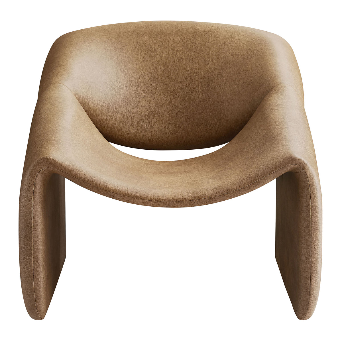 Vivi Vegan Leather Curved Arm Accent Chair - Toast