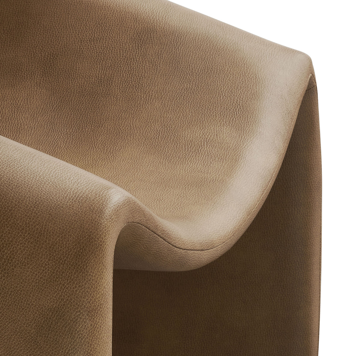 Vivi Vegan Leather Curved Arm Accent Chair - Toast