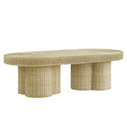 Sarova 60 Inch Natural Rattan Oval Pedestal Coffee Table - Natural Rattan