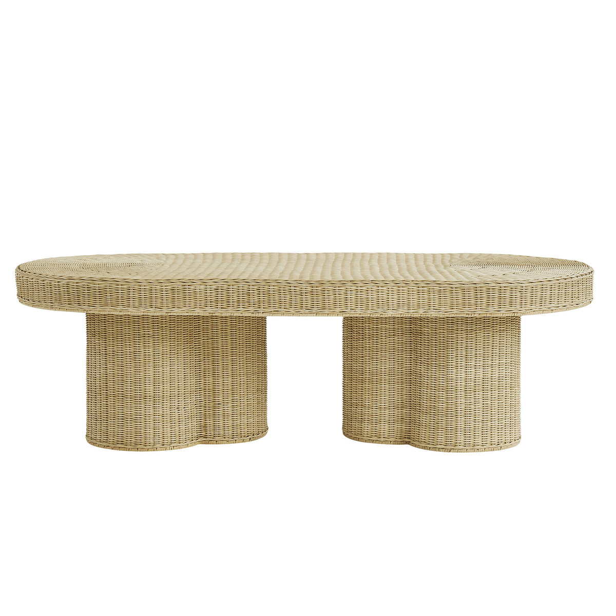 Sarova 60 Inch Natural Rattan Oval Pedestal Coffee Table - Natural Rattan