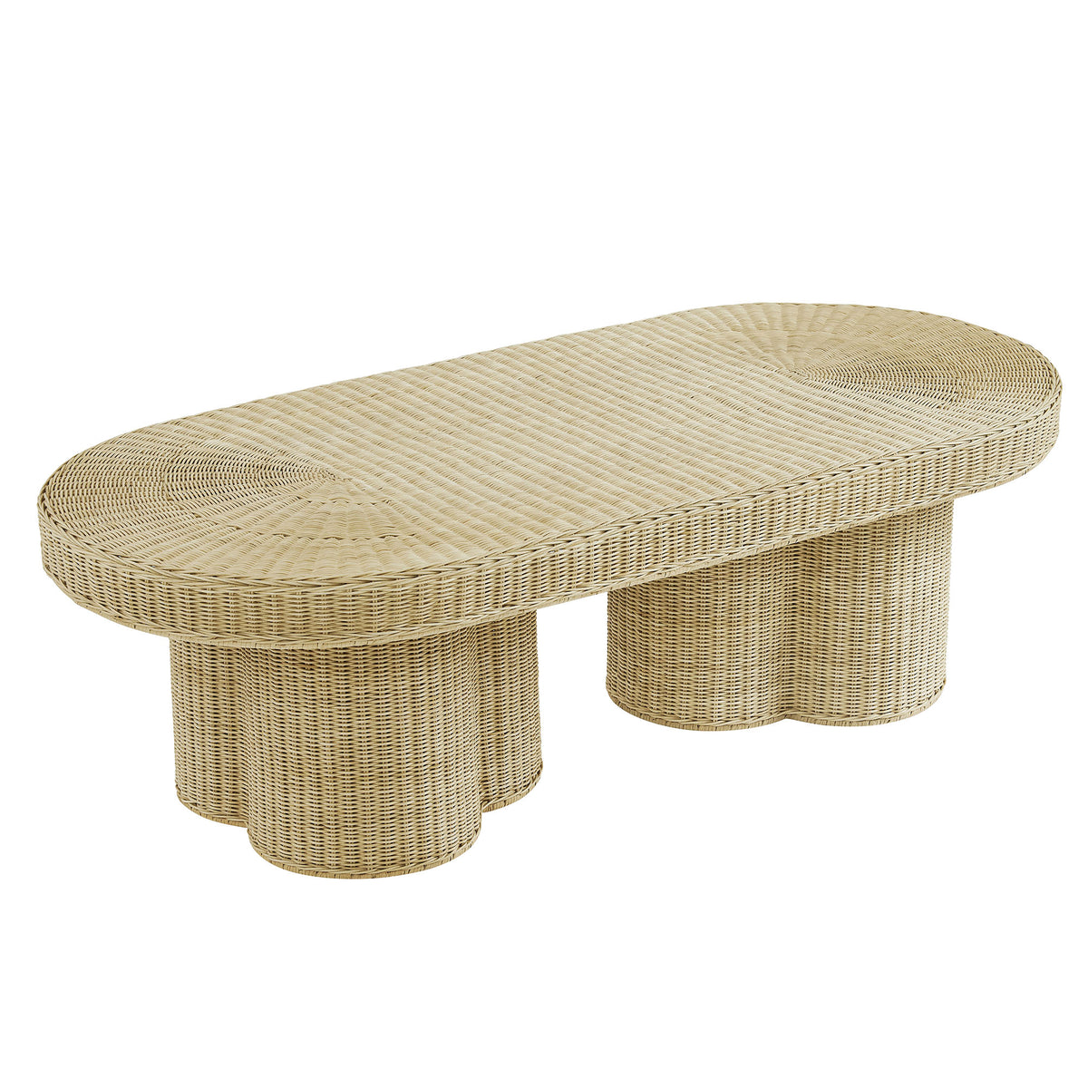 Sarova 60 Inch Natural Rattan Oval Pedestal Coffee Table - Natural Rattan