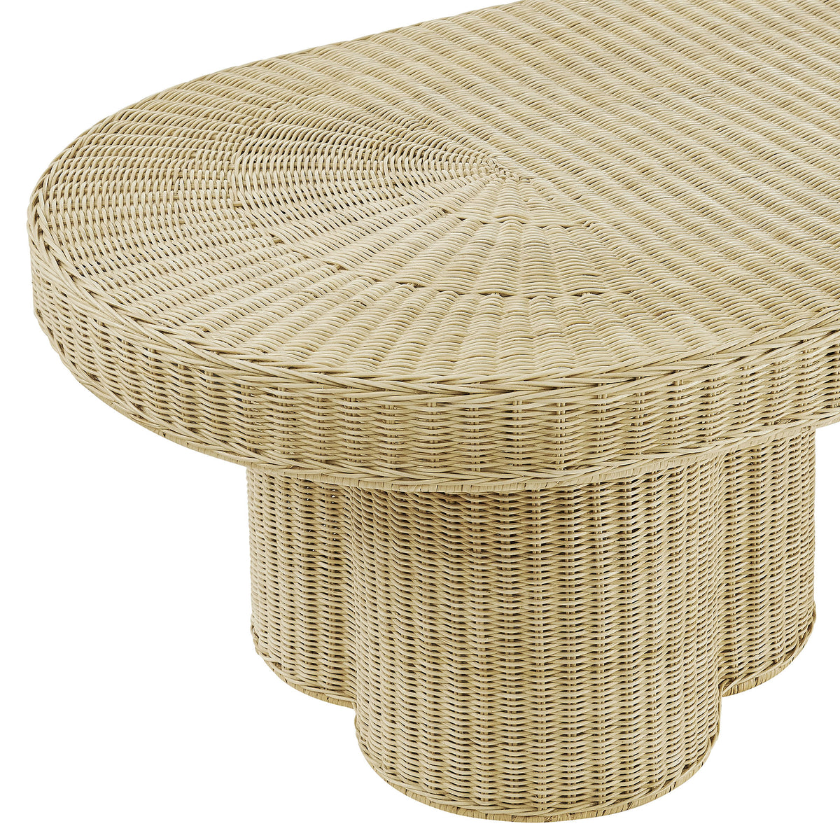 Sarova 60 Inch Natural Rattan Oval Pedestal Coffee Table - Natural Rattan