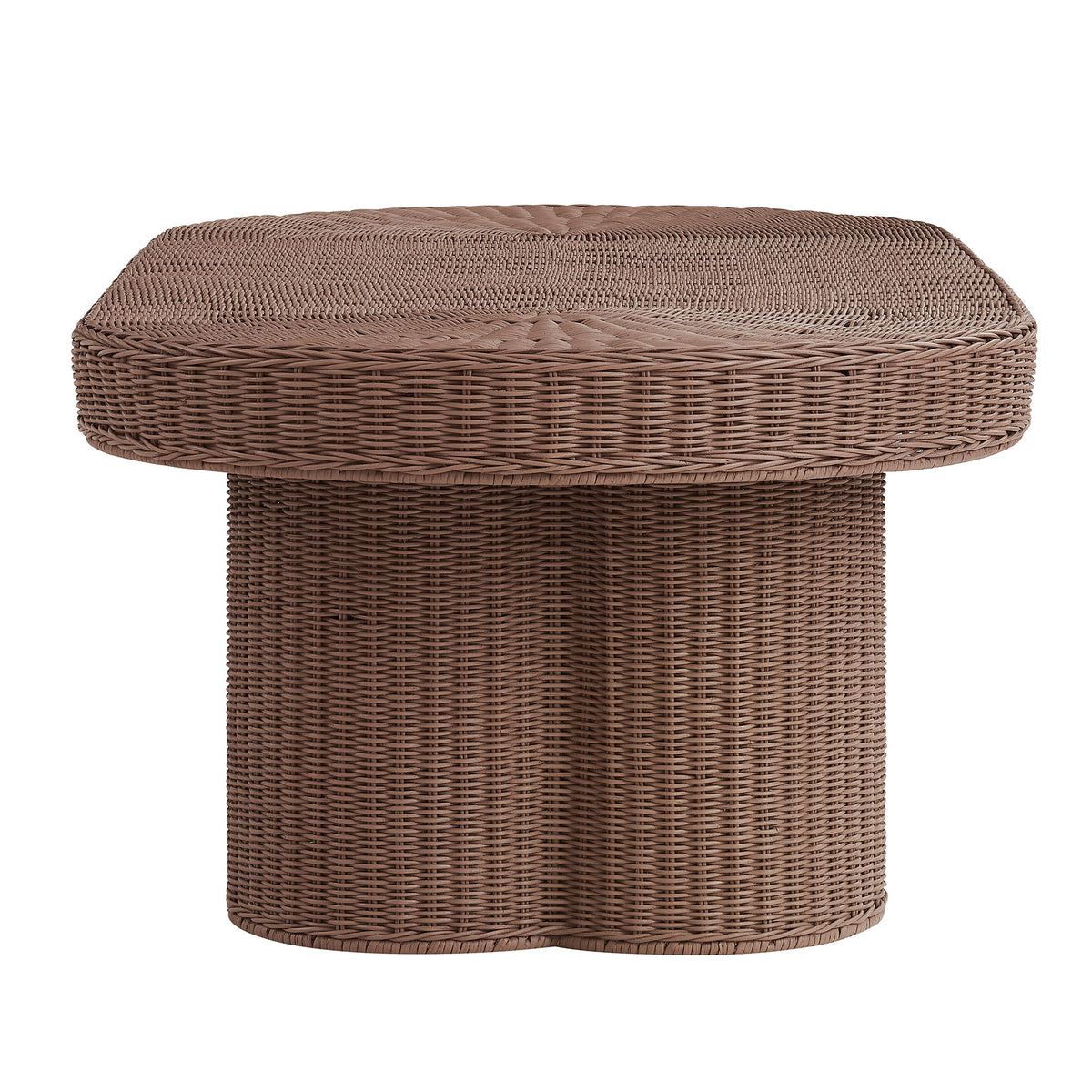 Sarova 60 Inch Natural Rattan Oval Pedestal Coffee Table - Mocha