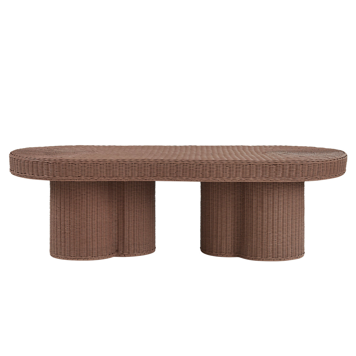 Sarova 60 Inch Natural Rattan Oval Pedestal Coffee Table - Mocha