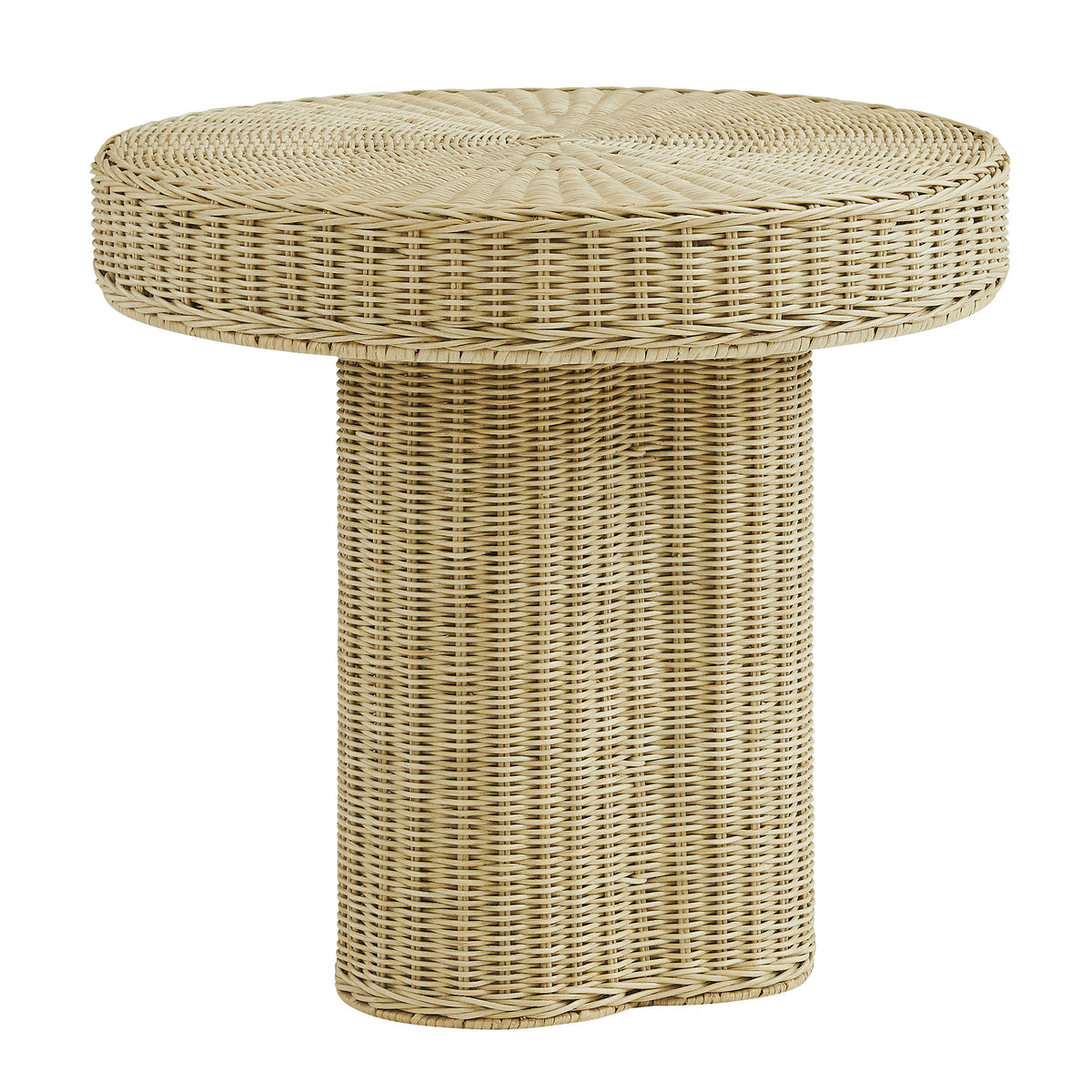 Sarova 20 Inch Natural Rattan Round Pedestal Side Table - Natural Rattan