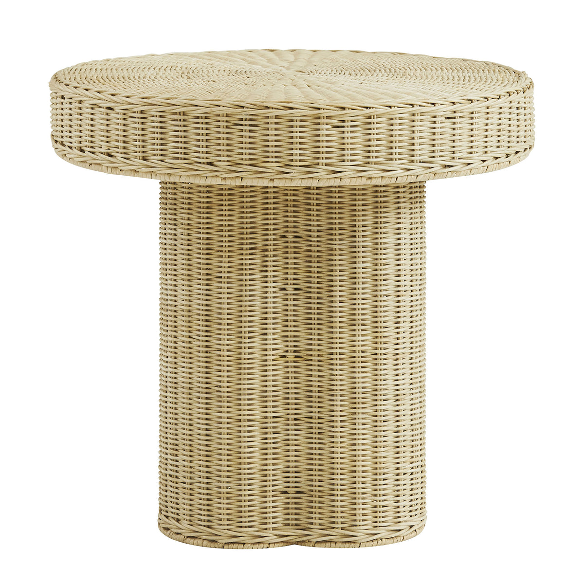 Sarova 20 Inch Natural Rattan Round Pedestal Side Table - Natural Rattan