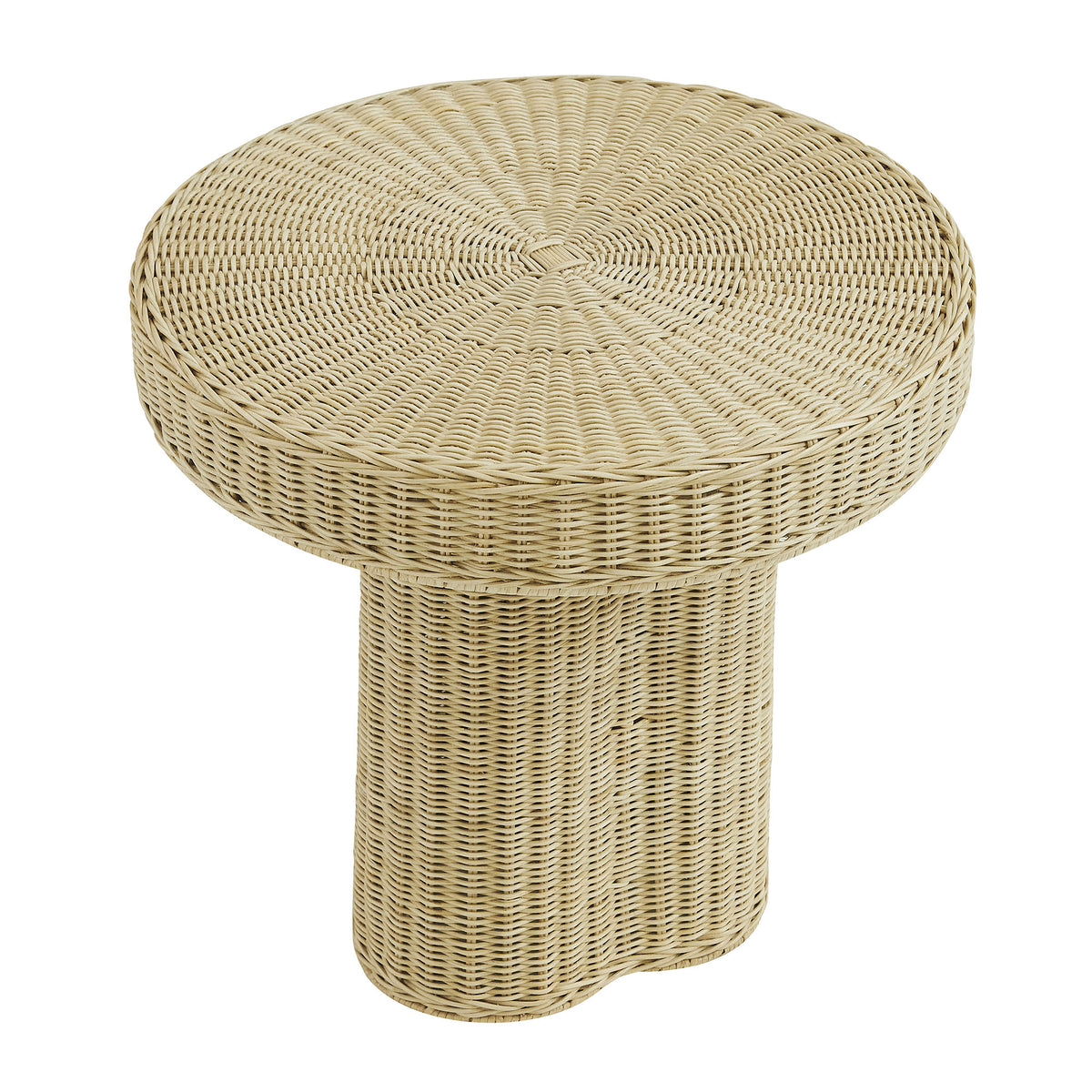 Sarova 20 Inch Natural Rattan Round Pedestal Side Table - Natural Rattan