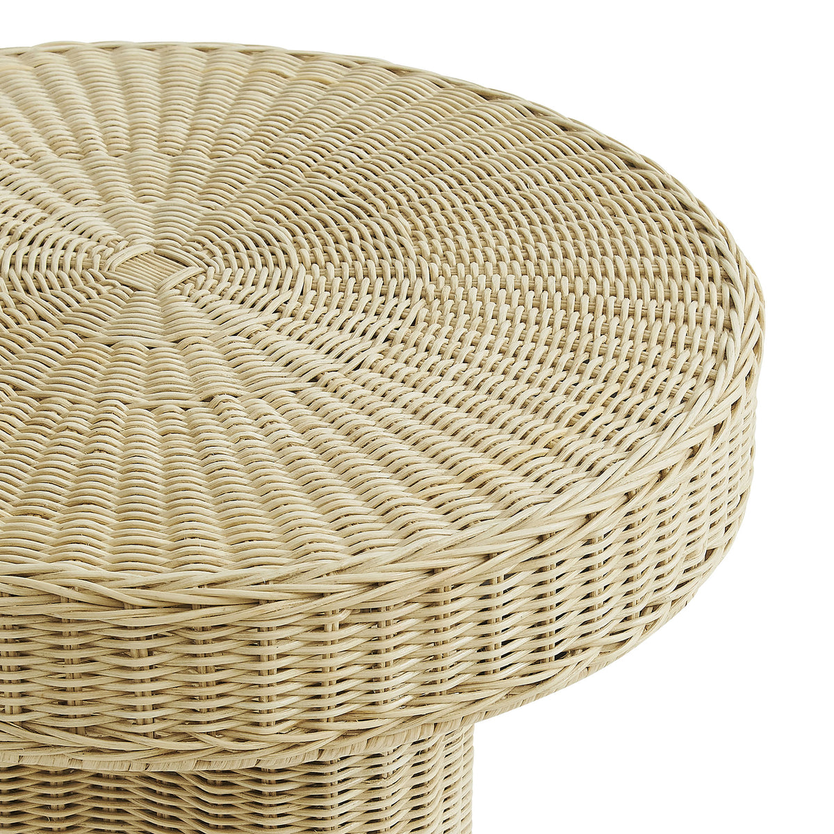 Sarova 20 Inch Natural Rattan Round Pedestal Side Table - Natural Rattan