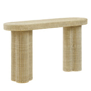 Sarova 59 Inch Natural Rattan Oval Console Table - Natural Rattan