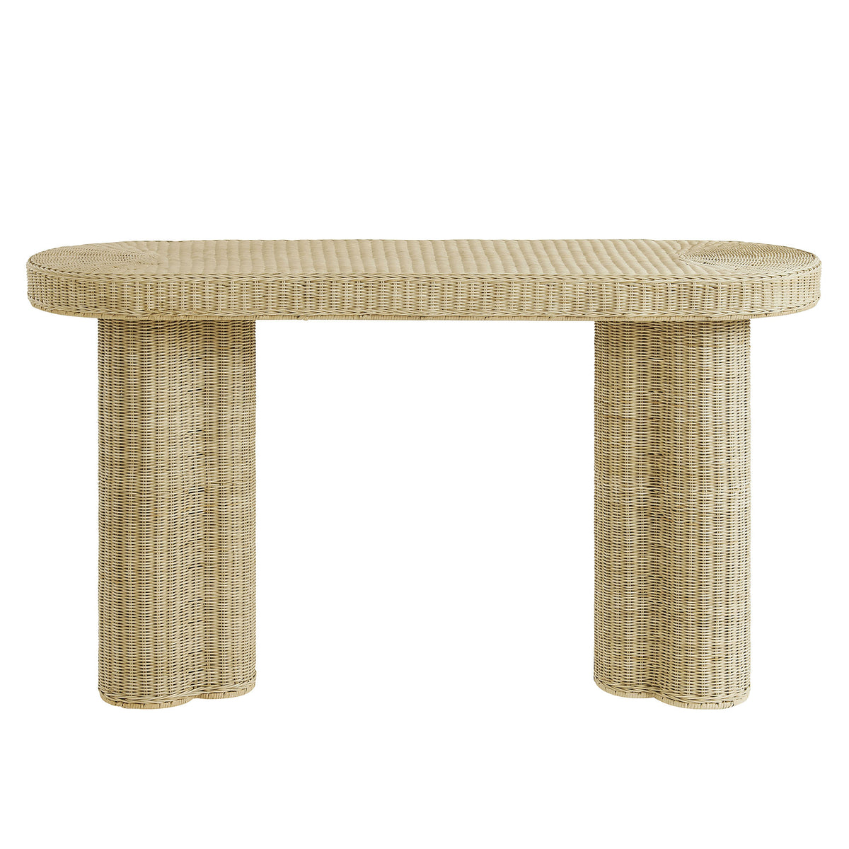 Sarova 59 Inch Natural Rattan Oval Console Table - Natural Rattan