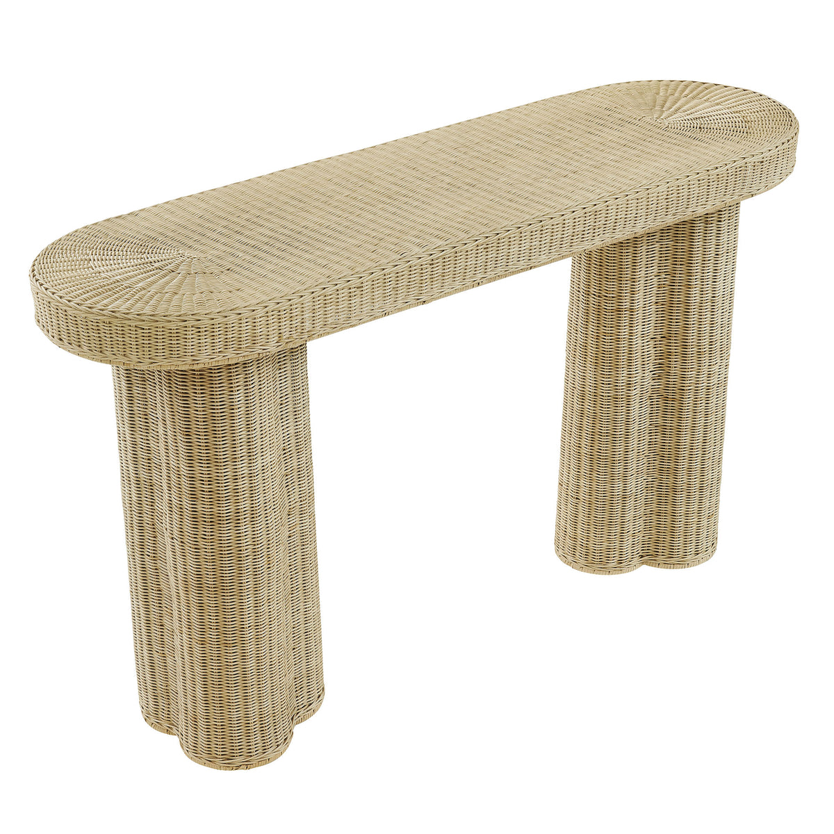 Sarova 59 Inch Natural Rattan Oval Console Table - Natural Rattan